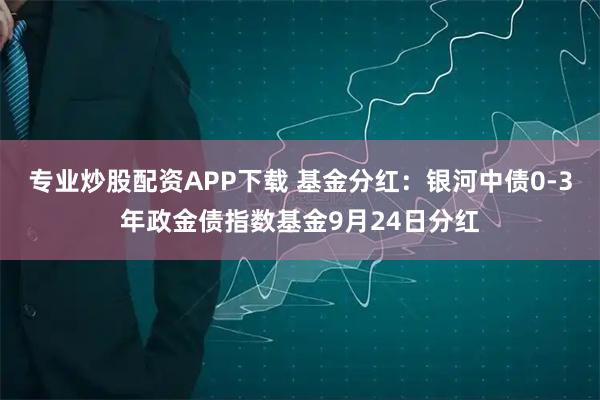专业炒股配资APP下载 基金分红：银河中债0-3年政金债指数基金9月24日分红
