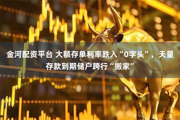 金河配资平台 大额存单利率跌入“0字头”，天量存款到期储户跨行“搬家”