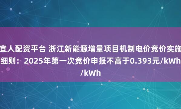 宜人配资平台 浙江新能源增量项目机制电价竞价实施细则：2025年第一次竞价申报不高于0.393元/kWh